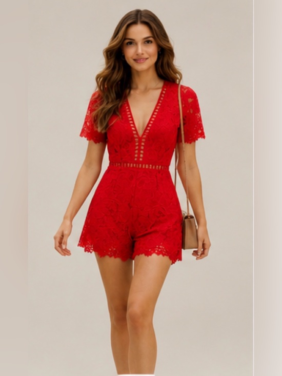 Astr Dresses & Skirts - Scarlet Lace Romper ASTR The Label Floral Ladder Trim Party Playsuit XS